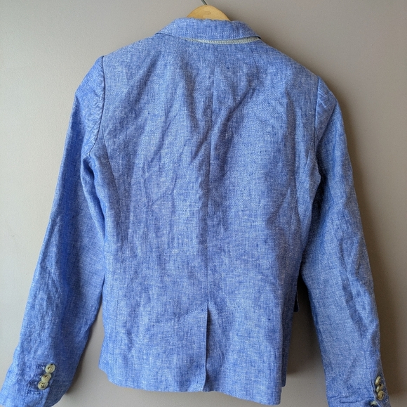 J. Crew Linen Schoolboy Blazer 4 Blue - Picture 9 of 13